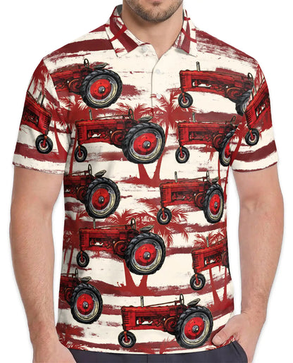 Vintage Tractor Polo Shirt – Farm Life Print | Netecom