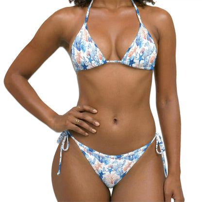 Coral Bikini Set for Women, Two Piece Swimsuit, Ocean Sea Life Beachwear | Netecom