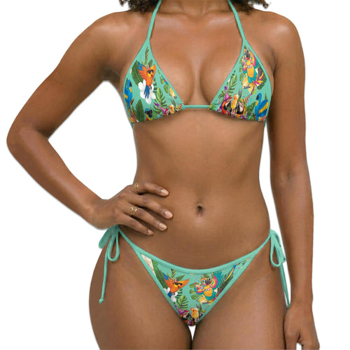 Funny Parrot Bikini Set for Women, Two Piece Swimsuit, Tropical Bird Beachwear | Netecom