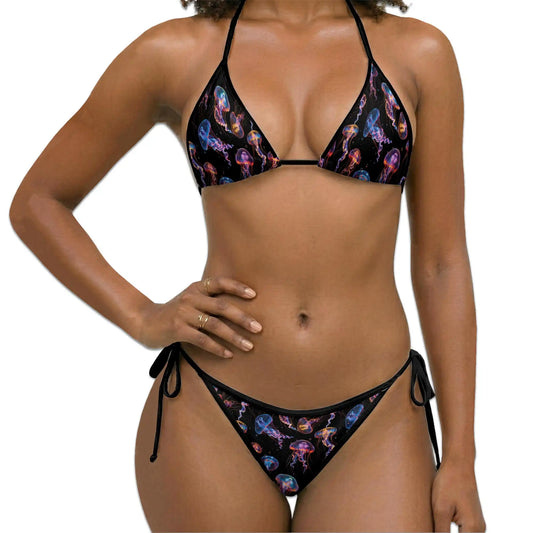 Neon Jellyfish Bikini Set for Women, Two Piece Swimsuit, Ocean Glow Beachwear | Netecom