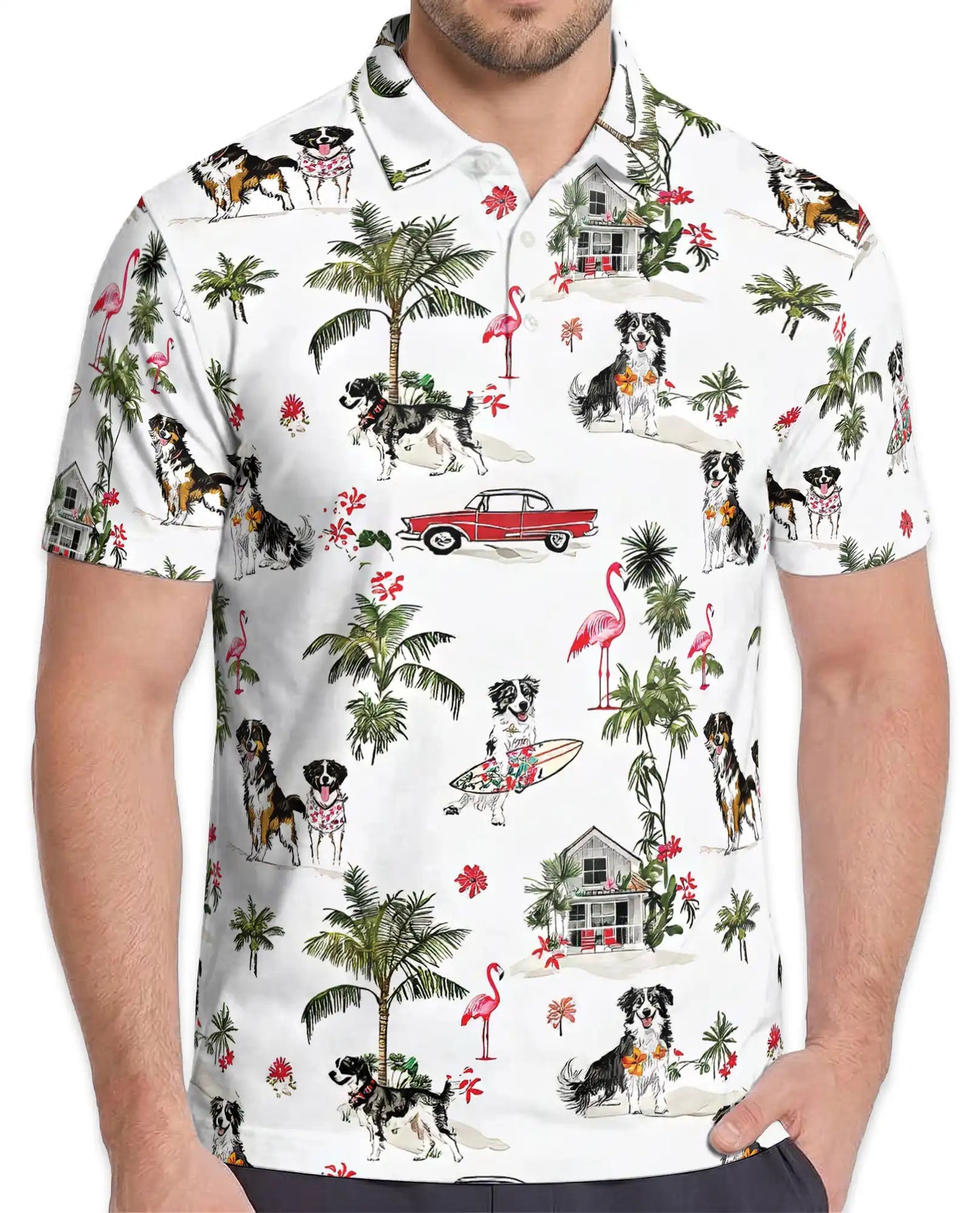 Bernese Mountain Dog Polo Shirt – Tropical Beach Print | Netecom