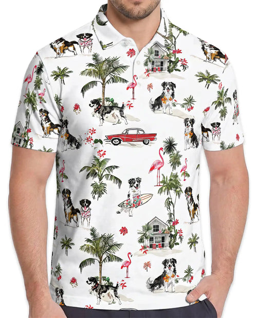 Bernese Mountain Dog Polo Shirt – Tropical Beach Print | Netecom