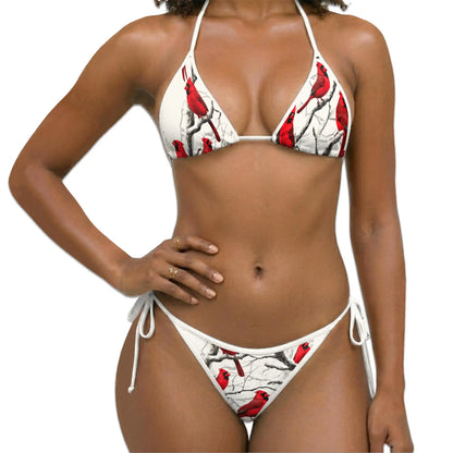 Cardinal Bird Bikini Set for Women, Two Piece Swimsuit, Winter Nature Beachwear | Netecom