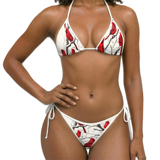 Cardinal Bird Bikini Set for Women, Two Piece Swimsuit, Winter Nature Beachwear | Netecom