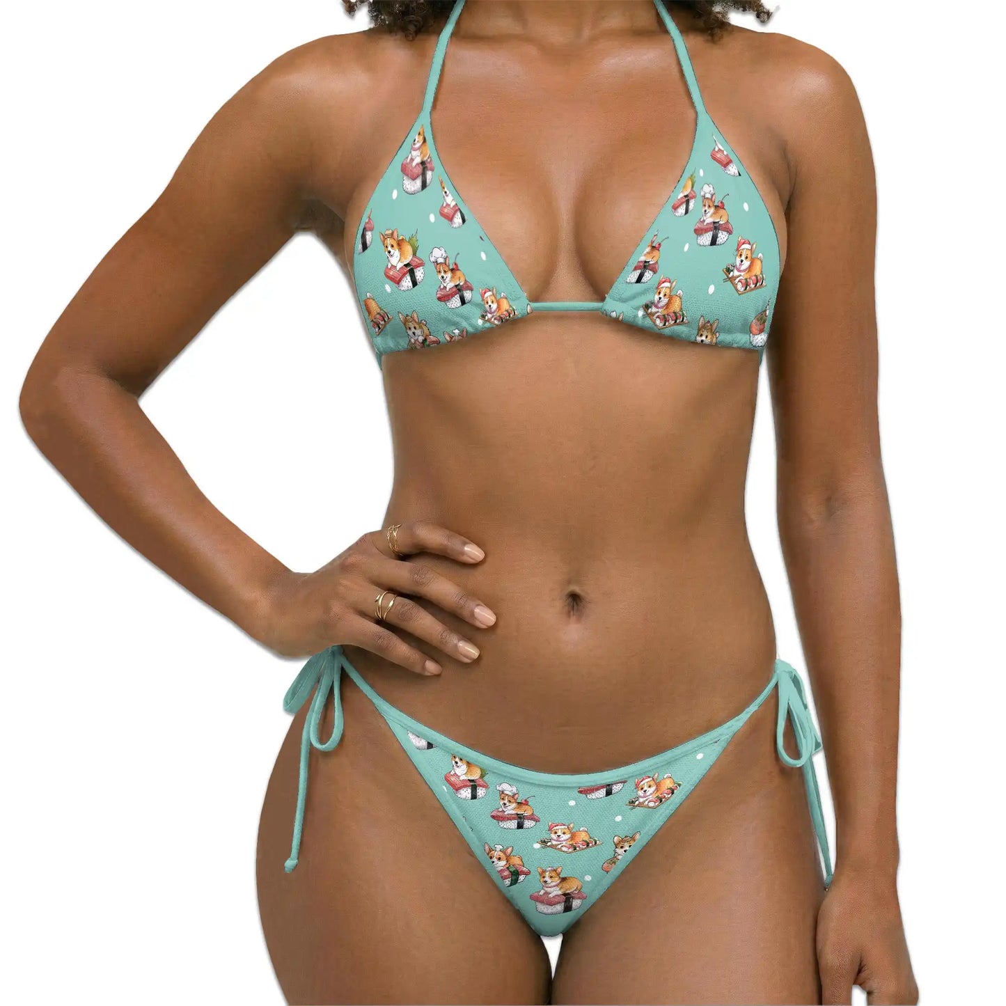Sushi Corgi Bikini Set for Women, Two Piece Swimsuit, Craft Beachwear | Netecom