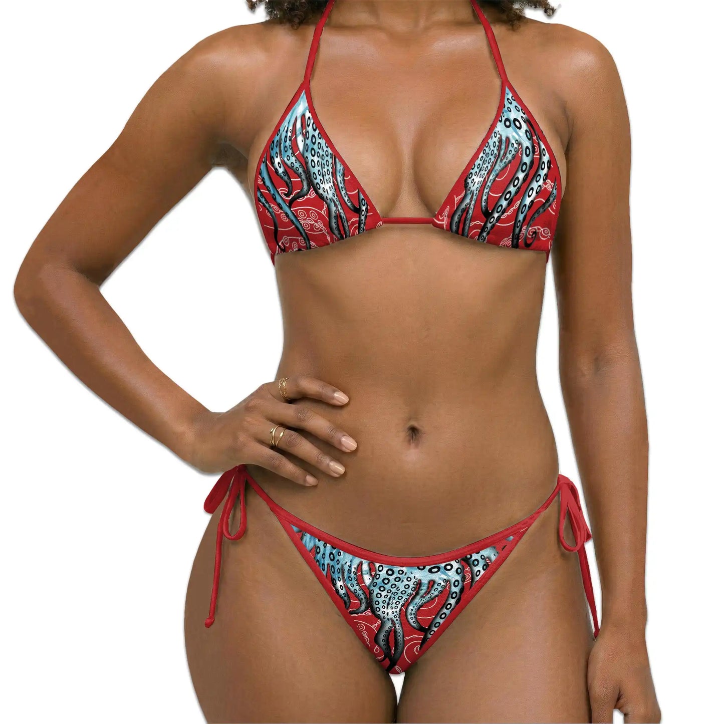 Tropical Tentacles Bikini Set for Women, Two Piece Swimsuit, Octopus Ocean Beachwear | Netecom