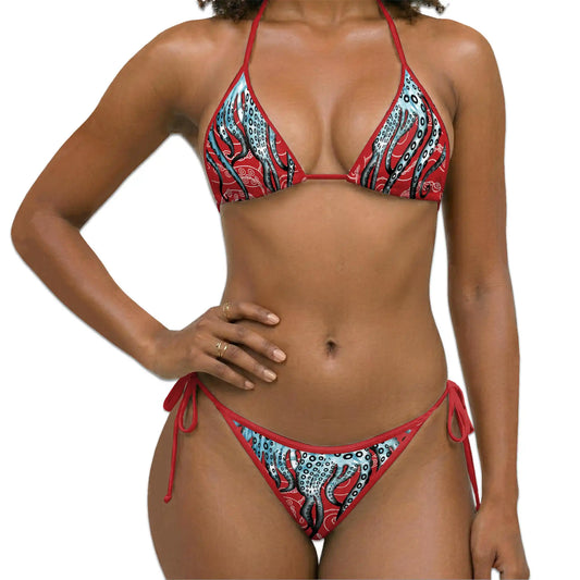 Tropical Tentacles Bikini Set for Women, Two Piece Swimsuit, Octopus Ocean Beachwear | Netecom