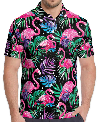 Pink Flamingo Polo Shirt for Men – Tropical Beach Style | Netecom