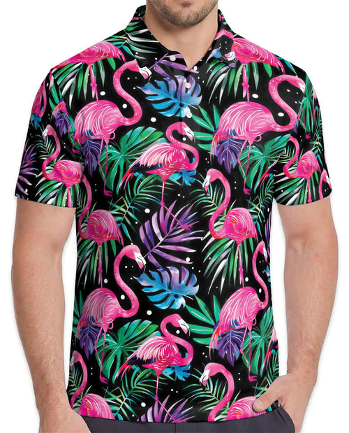 Pink Flamingo Polo Shirt for Men – Tropical Beach Style | Netecom