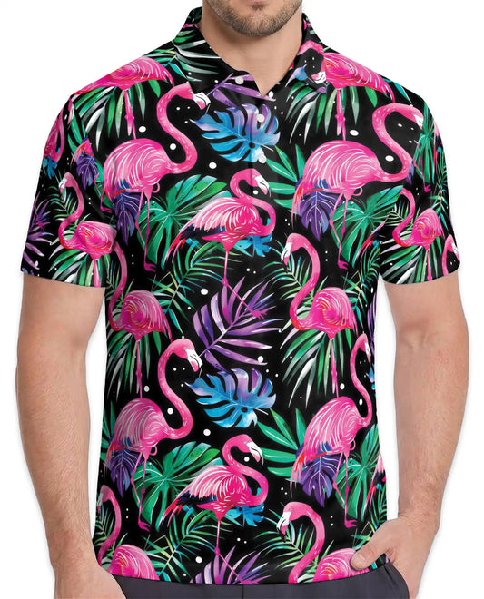 Pink Flamingo Polo Shirt for Men – Tropical Beach Style | Netecom