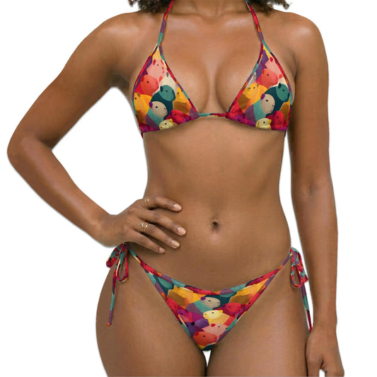 Cute Capybara Pattern Bikini Set for Women, Two Piece Swimsuit, Kawaii Animal Beachwear | Netecom