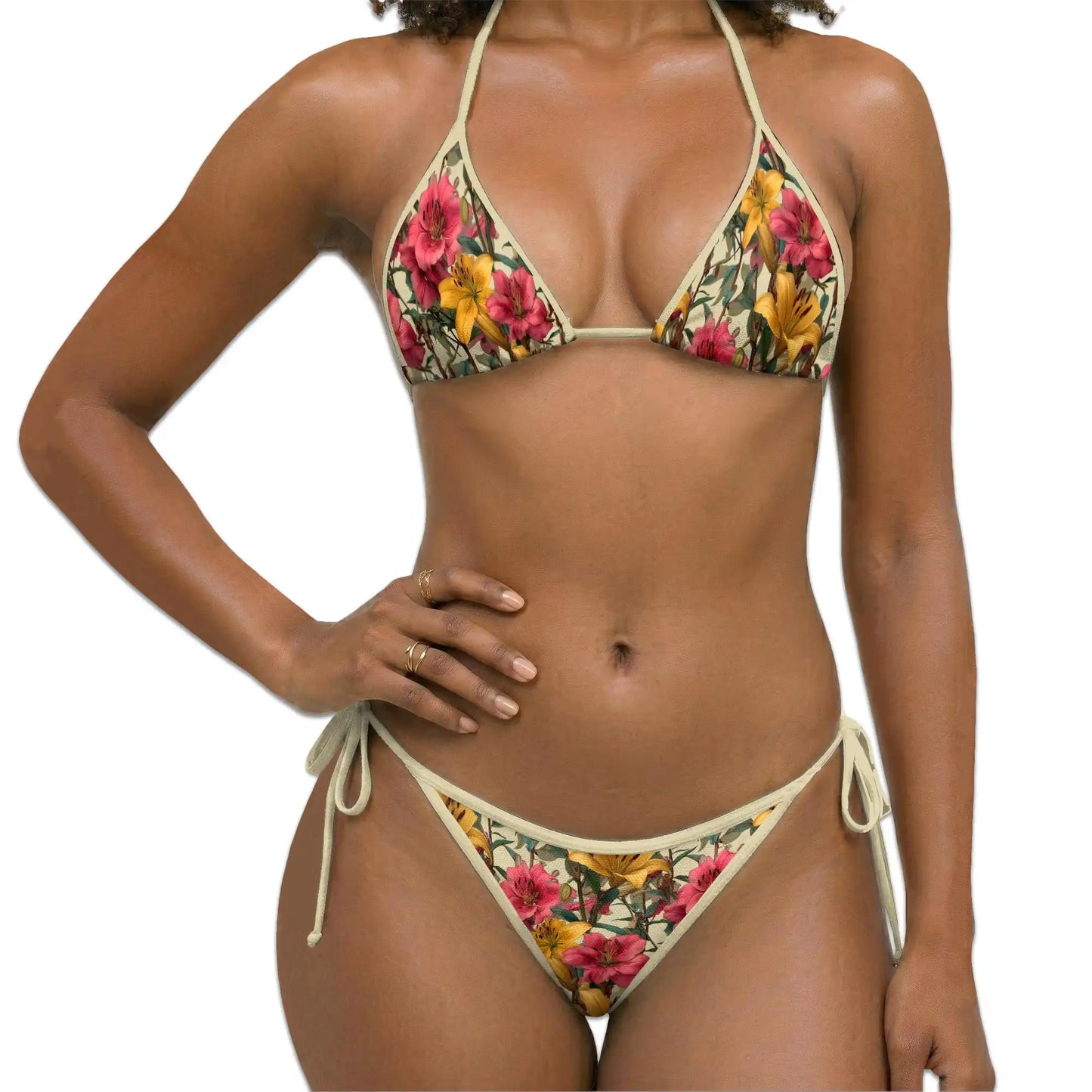 Lilium Bikini Set for Women, Two Piece Swimsuit, Floral Botanical Beachwear | Netecom