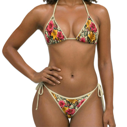 Lilium Bikini Set for Women, Two Piece Swimsuit, Floral Botanical Beachwear | Netecom
