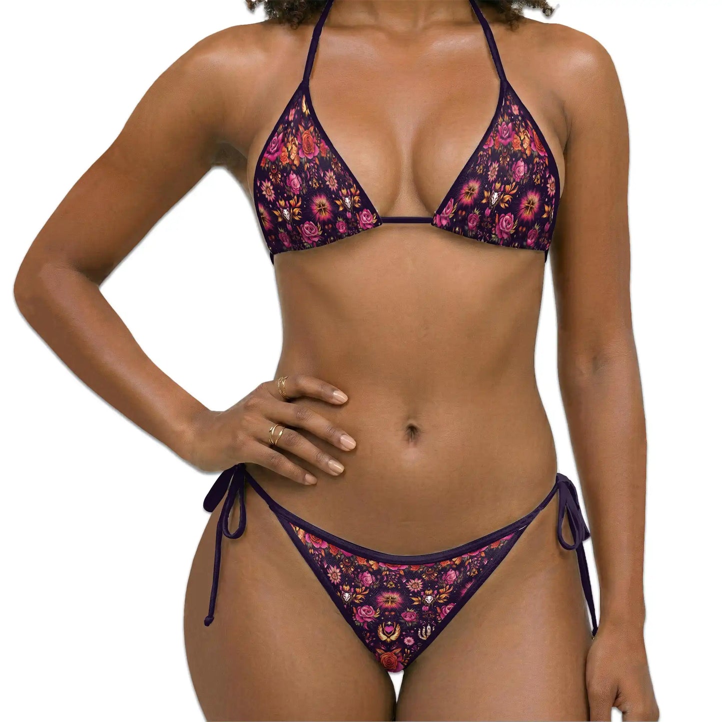 Traditional Pattern Bikini Set for Women Two Piece Swimsuit – Floral Folk Art| Netecom