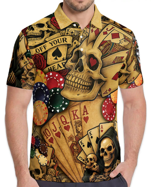 Skull Poker Polo Shirt for Men – Casino Party Style | Netecom