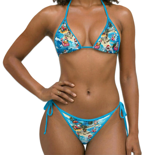 Surfing Santa Claus Bikini Set for Women, Two Piece Swimsuit, Craft Beachwear | Netecom