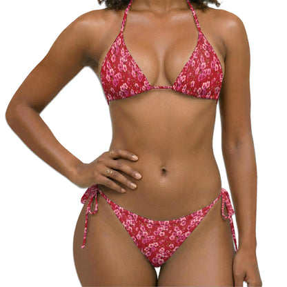 Red Cherry Blossom Bikini Set for Women Two Piece Swimsuit – Floral Sakura| Netecom