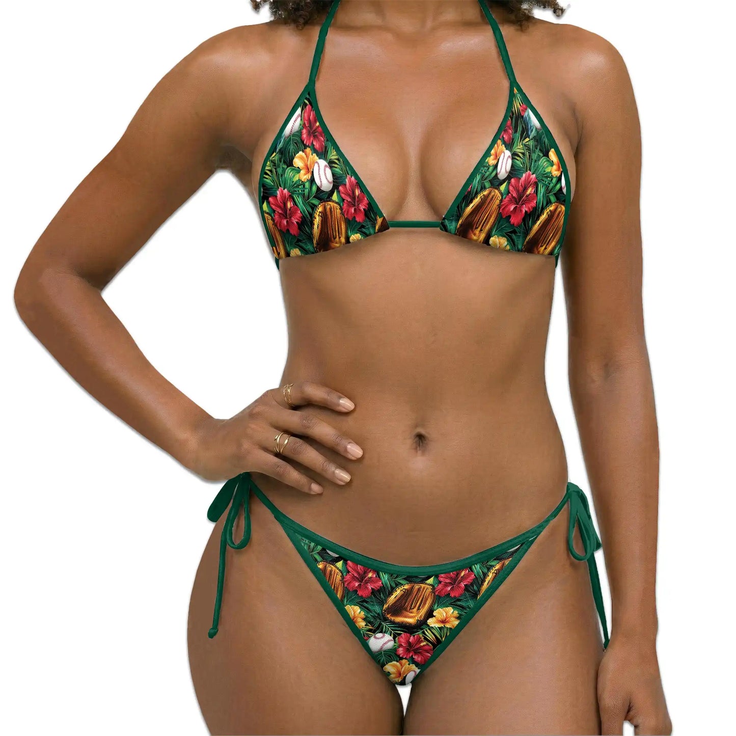 Baseball Bikini Set for Women, Two Piece Swimsuit, Tropical Sports Beachwear | Netecom