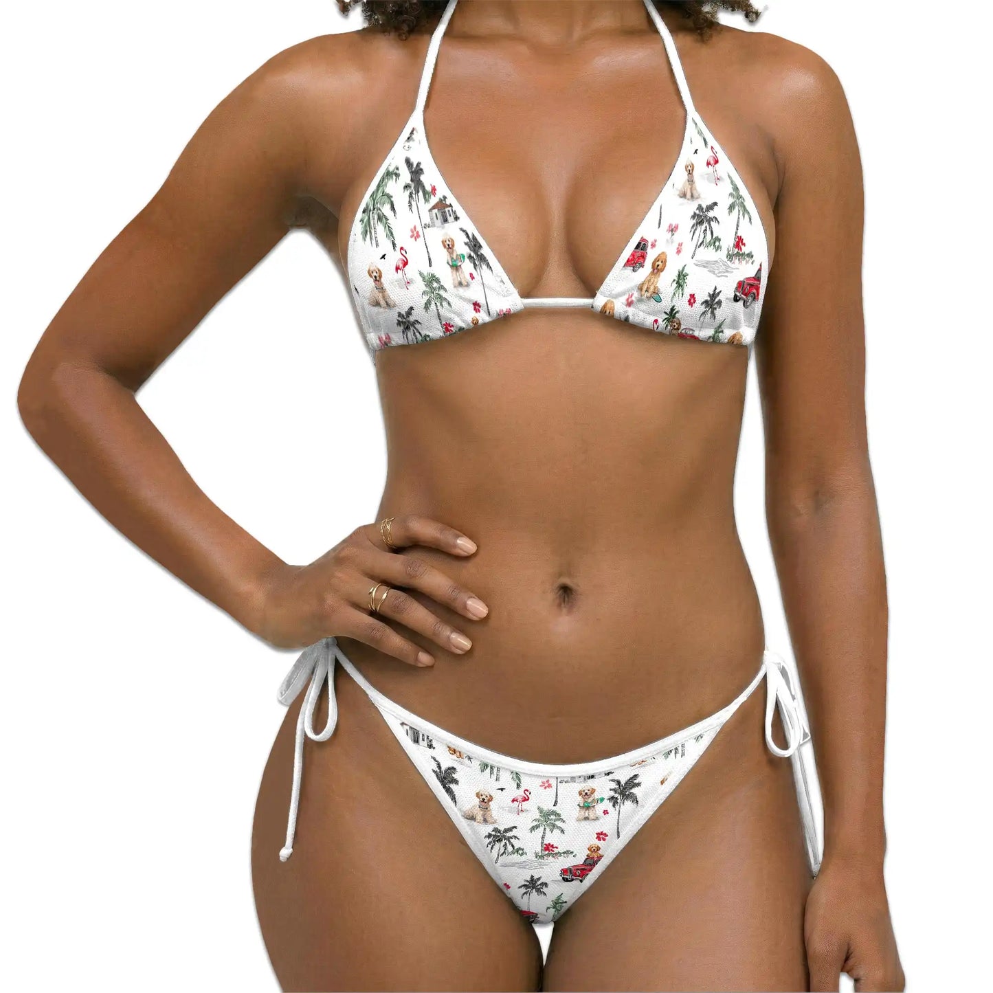 Goldendoodle Bikini Set for Women, Two Piece Swimsuit, Tropical Dog Beachwear | Netecom