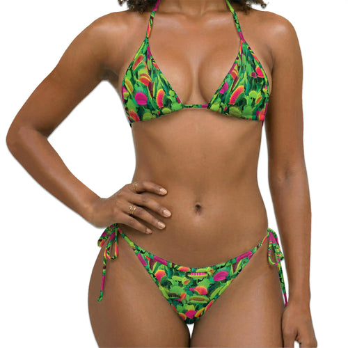 Flytrap Bikini Set for Women, Two Piece Swimsuit, Tropical Botanical Beachwear | Netecom