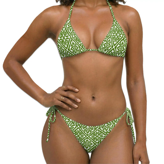 Green Celtic Bikini Set for Women, Two Piece Swimsuit, Celtic Pattern Beachwear | Netecom