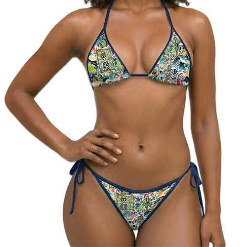 Skeleton Santa Bikini Set for Women Two Piece Swimsuit – Tropical Skull Christmas | Netecom