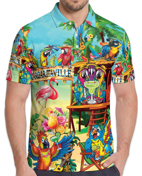 Parrot Tiki Bar Polo Shirt for Men – Tropical Party Style | Netecom