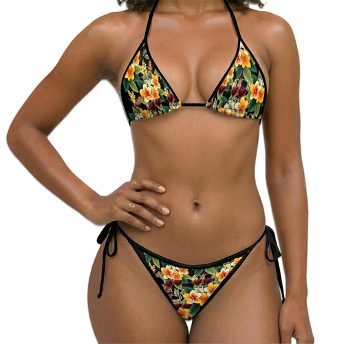 Red Wine Bikini Set for Women, Two Piece Swimsuit, Tropical Drink Beachwear | Netecom