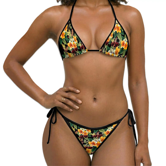 Red Wine Bikini Set for Women, Two Piece Swimsuit, Tropical Drink Beachwear | Netecom
