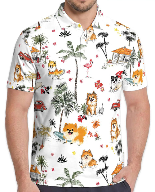 Tropical Cats Hawaiian Polo Shirt for Men – Colorful Island Design | Netecom