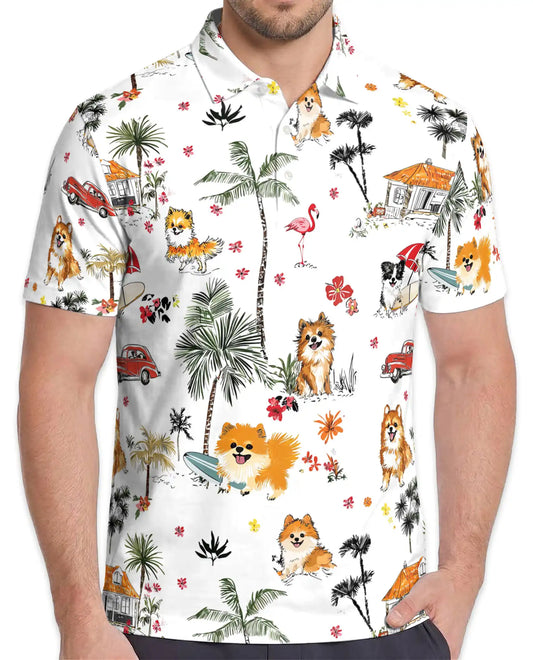Tropical Cats Hawaiian Polo Shirt for Men – Colorful Island Design | Netecom