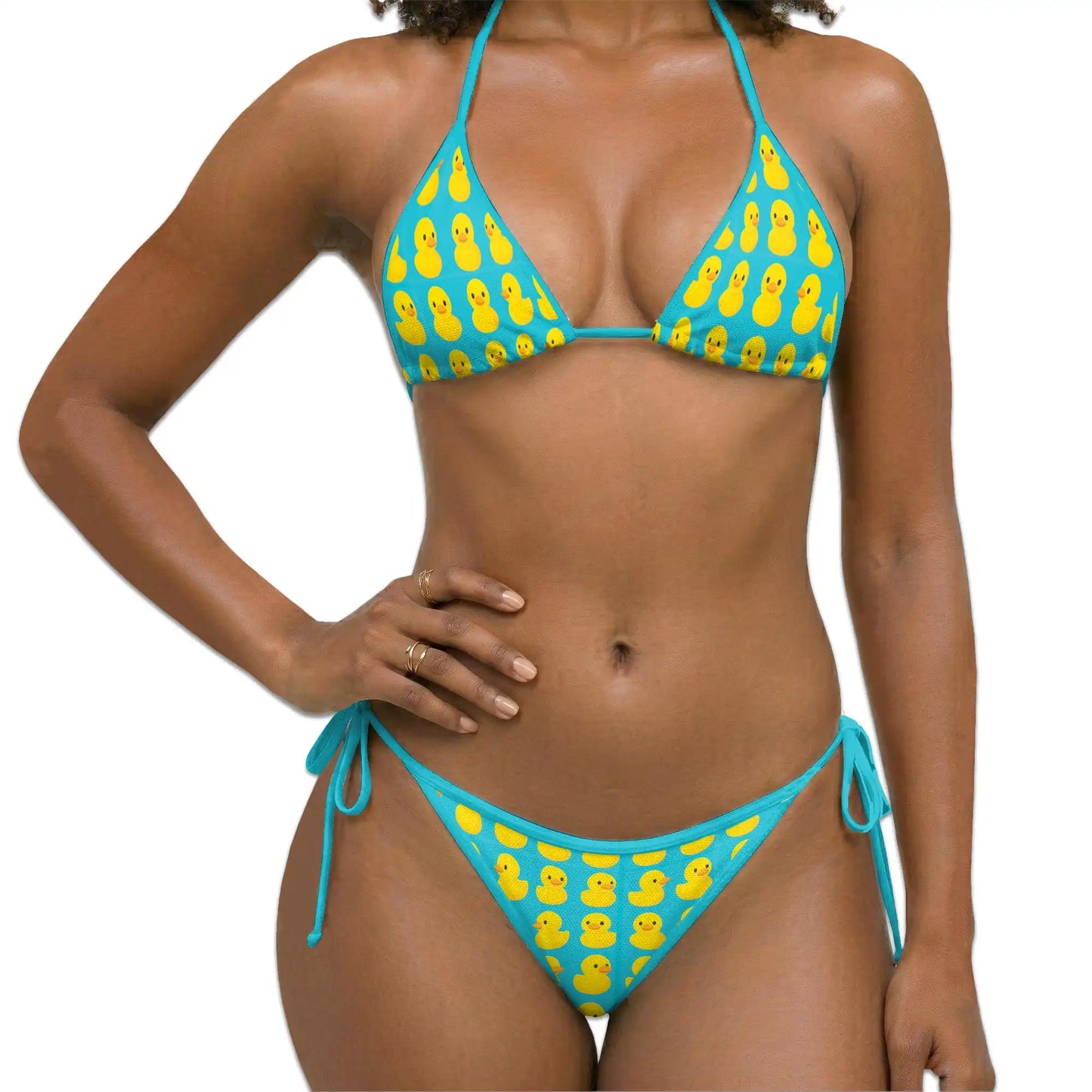 Yellow Duck Pattern Bikini Set for Women, Two Piece Swimsuit, Cute Animal Beachwear | Netecom