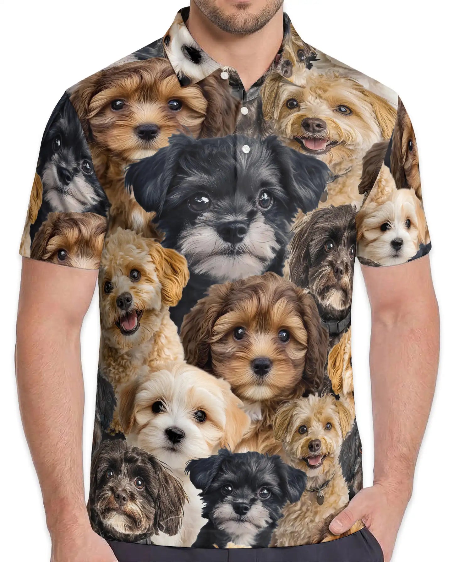 Schnoodle Dog 3D Polo Shirt for Men – Cute Puppy Design | Netecom