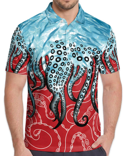 Octopus Tentacles Polo Shirt for Men – Colorful Ocean Design | Netecom