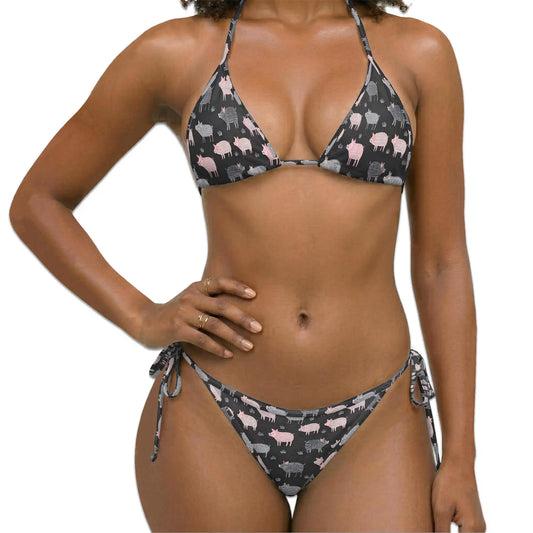Rustic Pig Bikini Set for Women, Two Piece Swimsuit, Farm Animal Beachwear | Netecom