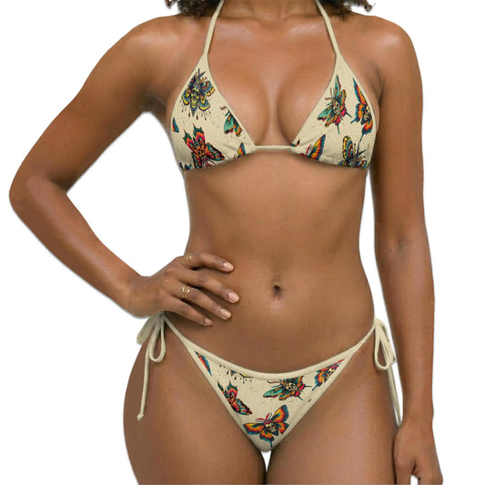 Butterfly Skull Bikini Set for Women, Two Piece Swimsuit, Gothic Butterfly Beachwear | Netecom