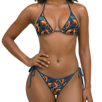 Shrimp Seafood Bikini Set for Women, Two Piece Swimsuit, Coastal Ocean Beachwear | Netecom