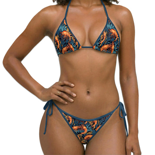 Shrimp Seafood Bikini Set for Women, Two Piece Swimsuit, Coastal Ocean Beachwear | Netecom
