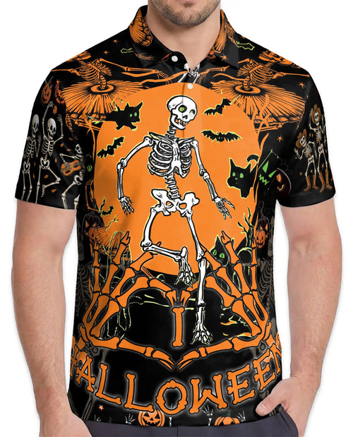 Halloween Skeleton Polo Shirt for Men – Spooky Party Style | Netecom