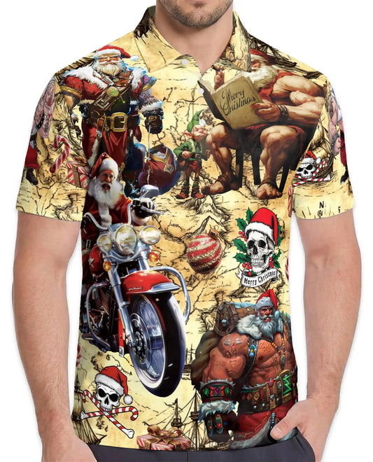 Santa Biker Polo Shirt for Men – Christmas Party Style | Netecom
