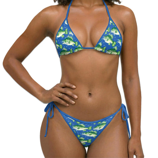 Seabass Fish Bikini Set for Women, Two Piece Swimsuit, Fishing Lake Beachwear | Netecom