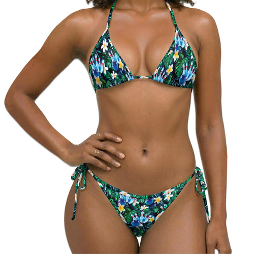 Bowling Ball Bikini Set for Women, Two Piece Swimsuit, Tropical Sport Beachwear | Netecom