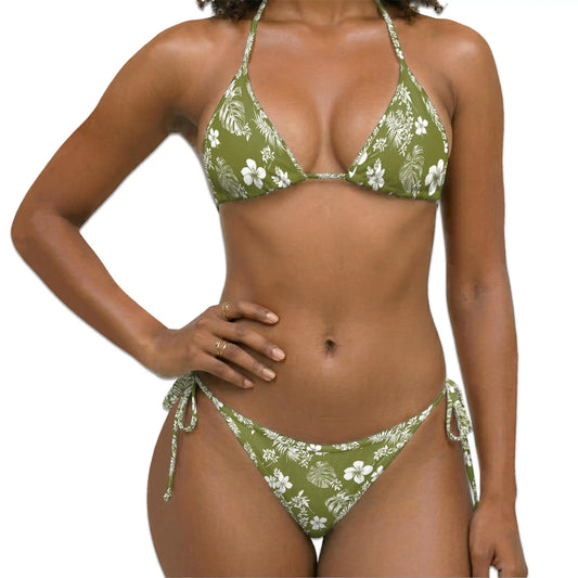 Tiare Flower Bikini Set for Women, Two Piece Swimsuit, Tropical Floral Beachwear | Netecom