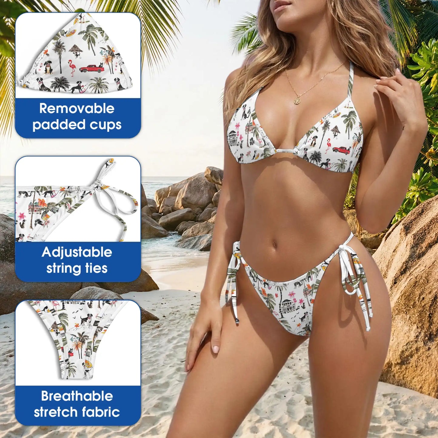 Rat Terrier Bikini Set for Women, Two Piece Swimsuit, Cute Dog Lover Beachwear | Netecom