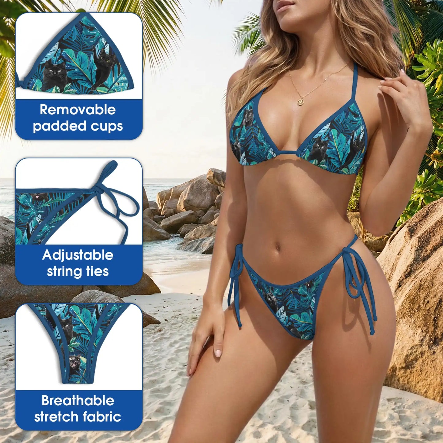 Mystic Black Cat Bikini Set – Two Piece Swimsuit| Netecom