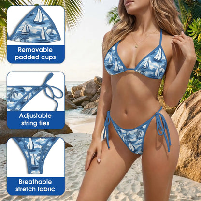 Vintage Lighthouse Bikini Set for Women, Two Piece Swimsuit, Retro Tattoo Beachwear | Netecom