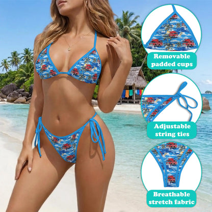 Fire Truck Bikini Set for Women, Two Piece Swimsuit, Rescue Vehicle Beachwear | Netecom
