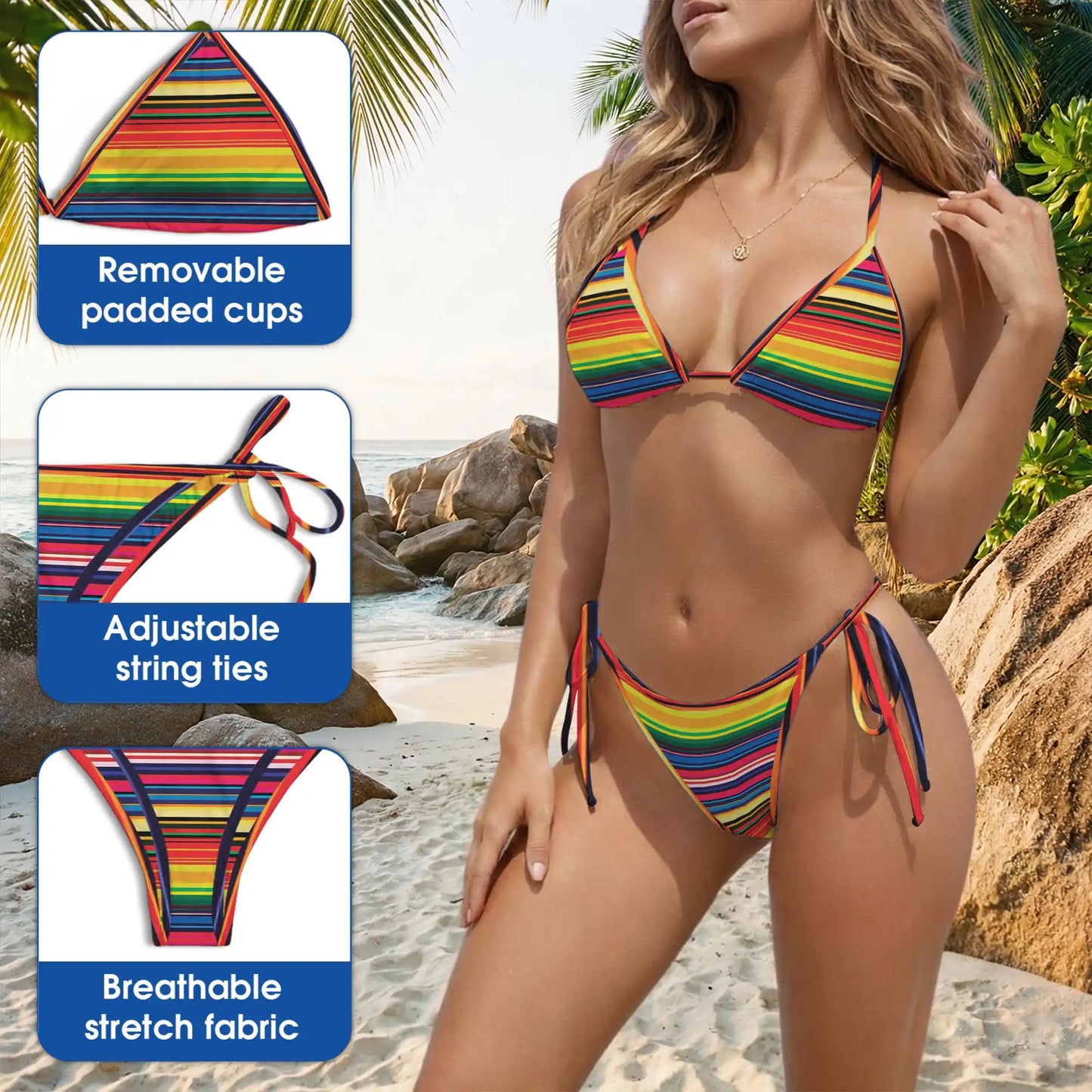 Surfer Chicken Bikini Set for Women, Two Piece Swimsuit, Chicken and Surfing Print Beachwear | Netecom