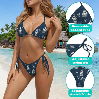 Anchor Bikini Set for Women, Two Piece Swimsuit, Nautical Beachwear | Netecom
