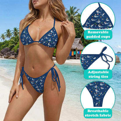 Shark Pirates Bikini Set for Women, Two Piece Swimsuit, Funny Ocean Beachwear | Netecom